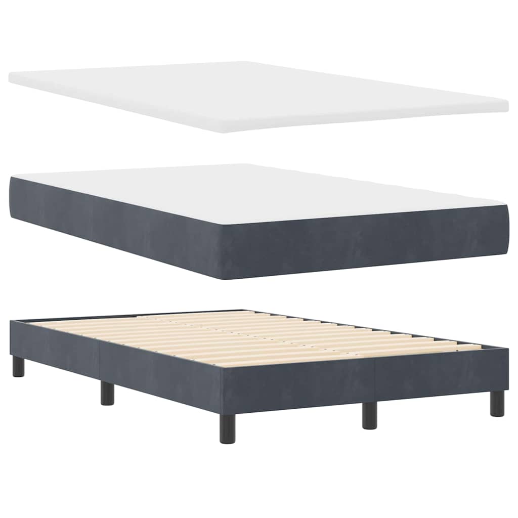 LED Box Spring Bed med hovedgærde Mørkegrå 120 x 200 cm Fløjl