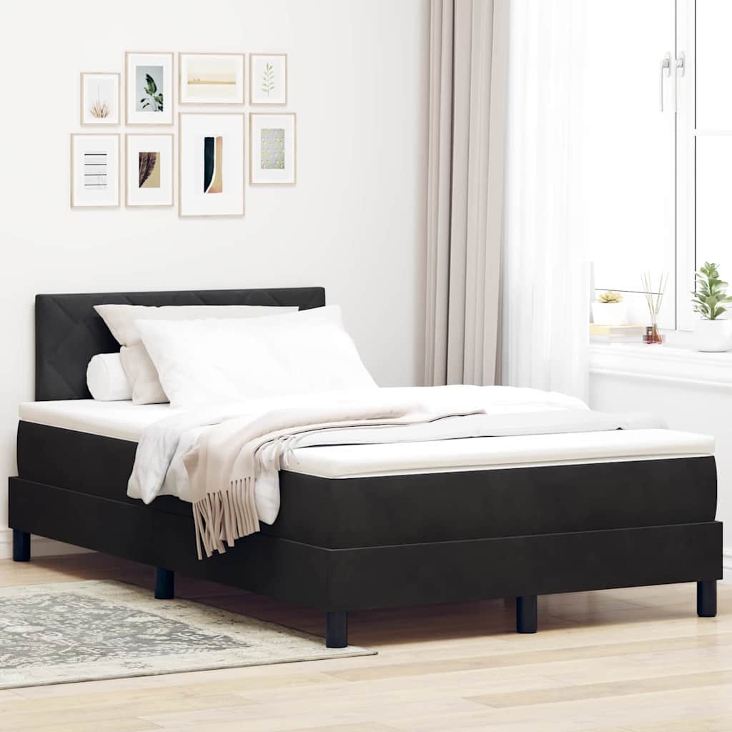LED Box Spring Bed med hovedgærde Sort 120 x 200 cm Fløjl