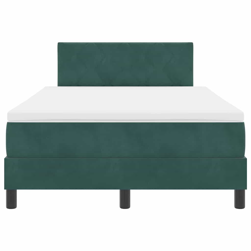 LED Box Spring Bed med hovedgærde Mørkegrøn 120 x 200 cm Fløjl