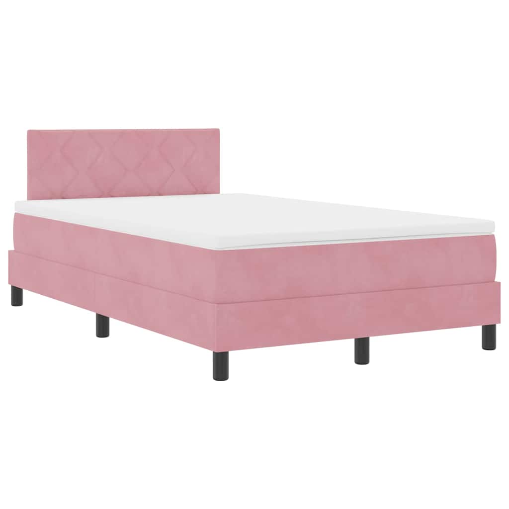 LED Box Spring Bed med hovedgærde Lyserød 120 x 200 cm Fløjl
