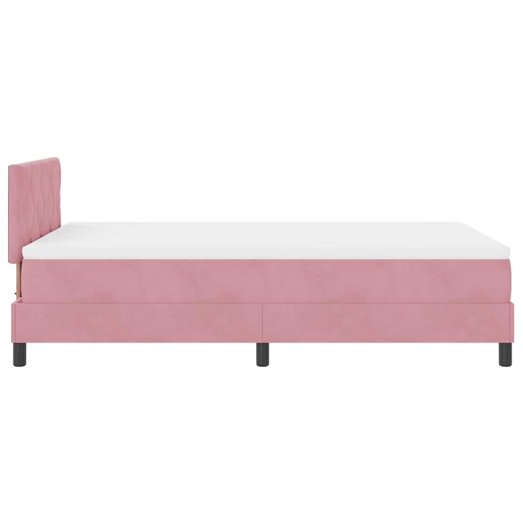 LED Box Spring Bed med hovedgærde Lyserød 120 x 200 cm Fløjl