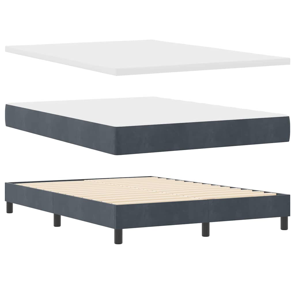 LED Box Spring Bed med hovedgærde Mørkegrå 140 x 190 cm Fløjl