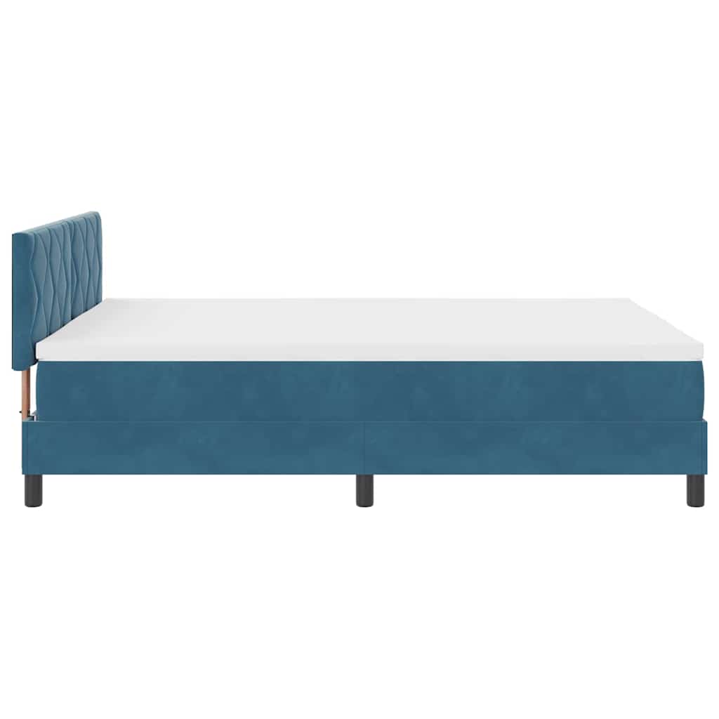 LED Box Spring Bed med hovedgærde Mørk blå 140 x 200 cm Fløjl