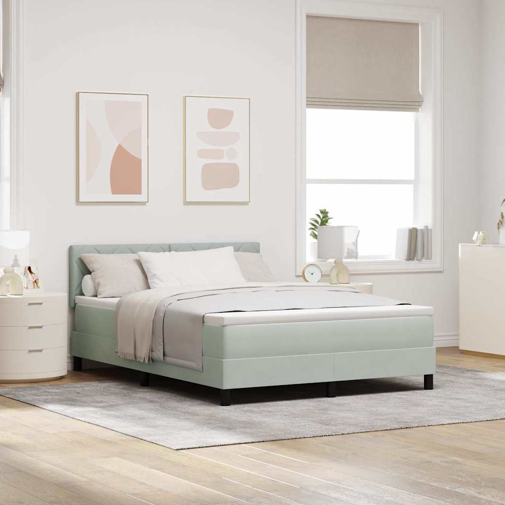 LED Box Spring Bed med hovedgærde Lysegrå 160 x 200 cm Fløjl