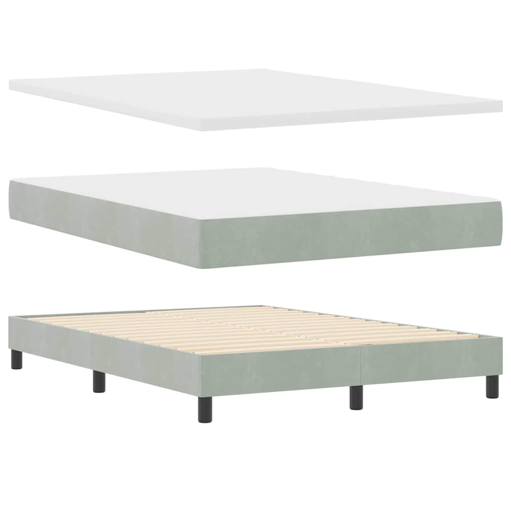LED Box Spring Bed med hovedgærde Lysegrå 160 x 200 cm Fløjl