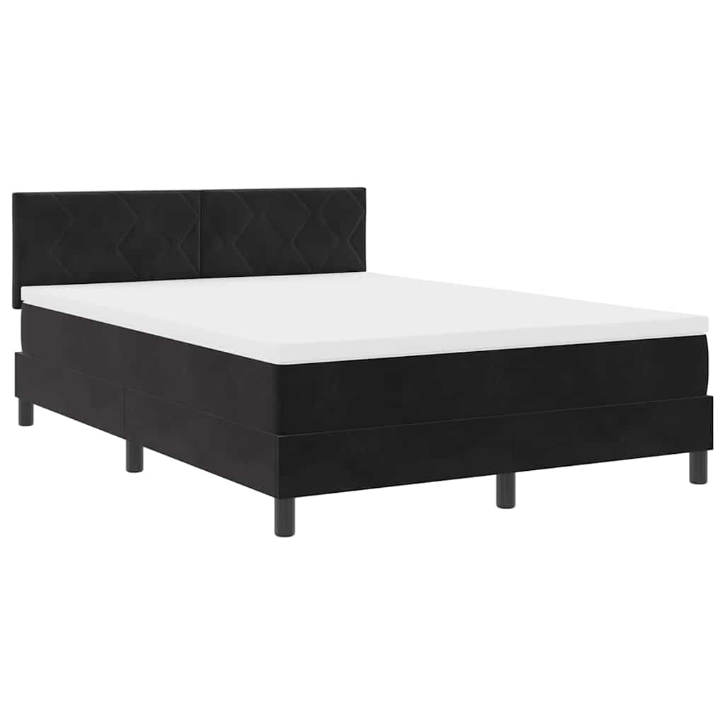 LED Box Spring Bed med LED-lysstrimler Sort 160 x 200 cm Fløjl