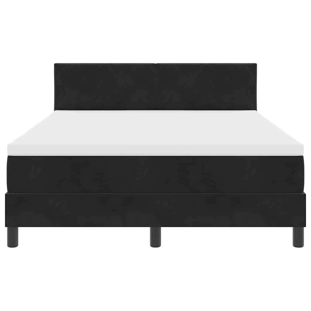 LED Box Spring Bed med LED-lysstrimler Sort 160 x 200 cm Fløjl