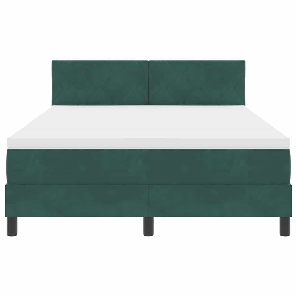 LED Box Spring Bed med hovedgærde Mørkegrøn 160 x 200 cm Fløjl