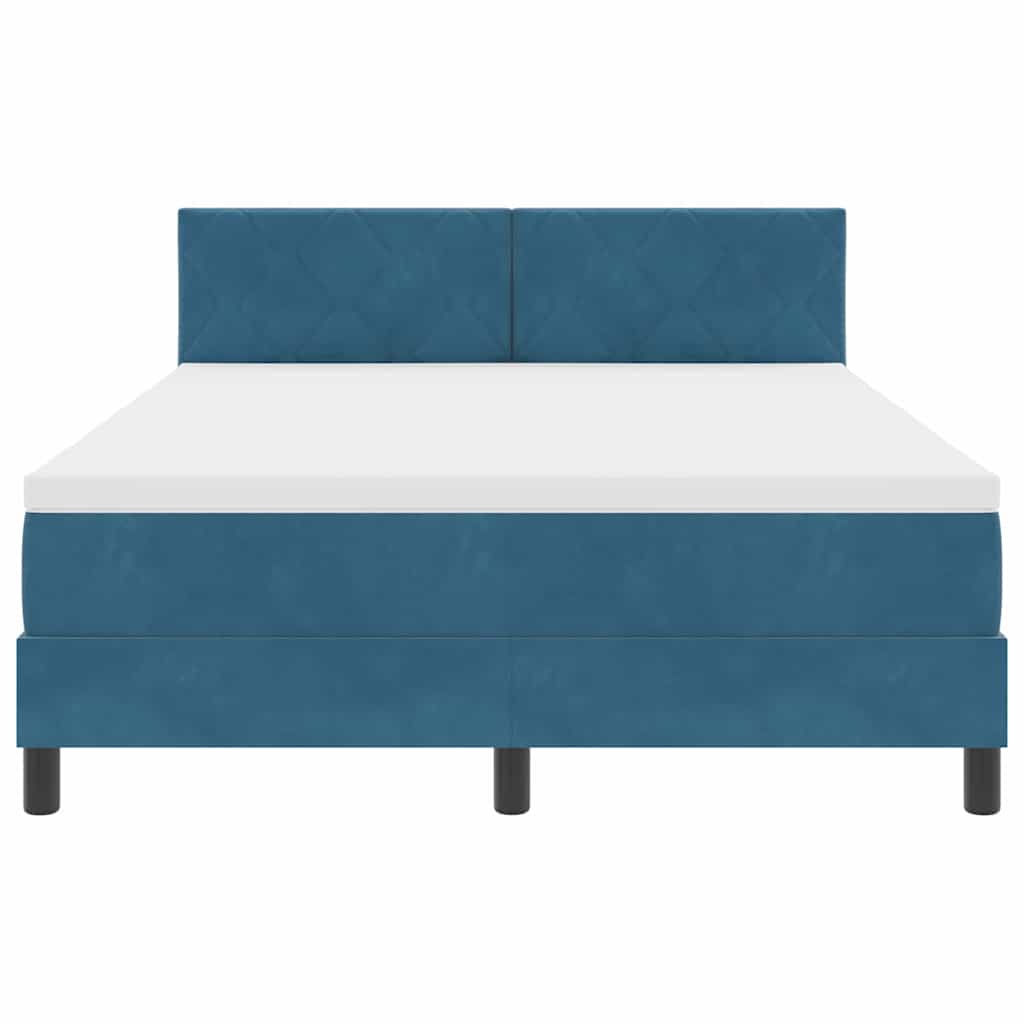 LED Box Spring Bed med hovedgærde Mørk blå 160 x 200 cm Fløjl