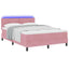 LED Box Spring Bed med hovedgærde Lyserød 160 x 200 cm Fløjl