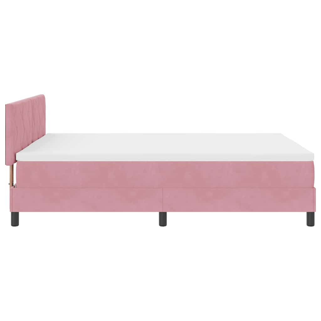 LED Box Spring Bed med hovedgærde Lyserød 160 x 200 cm Fløjl