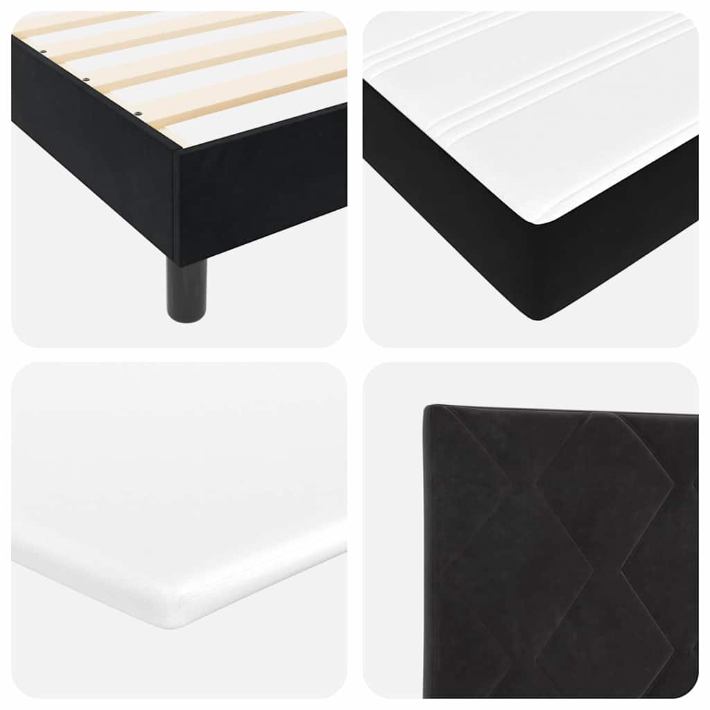 LED Box Spring Bed med hovedgærde Sort 180 x 200 cm Fløjl