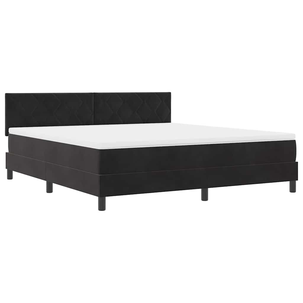 LED Box Spring Bed med hovedgærde Sort 180 x 200 cm Fløjl