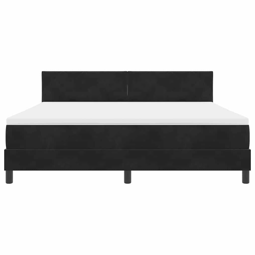 LED Box Spring Bed med hovedgærde Sort 180 x 200 cm Fløjl