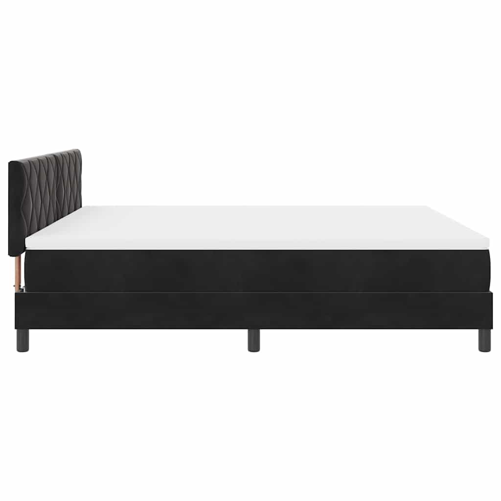 LED Box Spring Bed med hovedgærde Sort 180 x 200 cm Fløjl