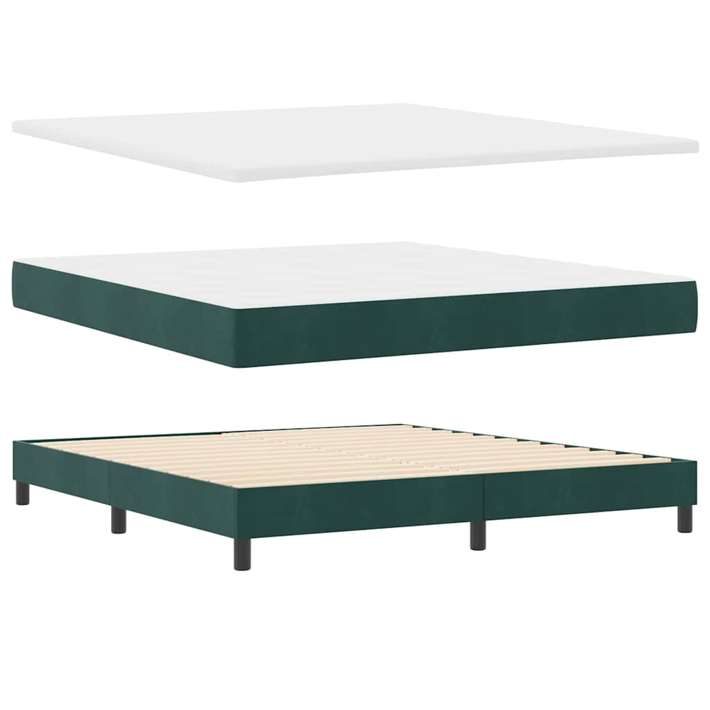 LED Box Spring Bed med hovedgærde Mørkegrøn 180 x 200 cm Fløjl