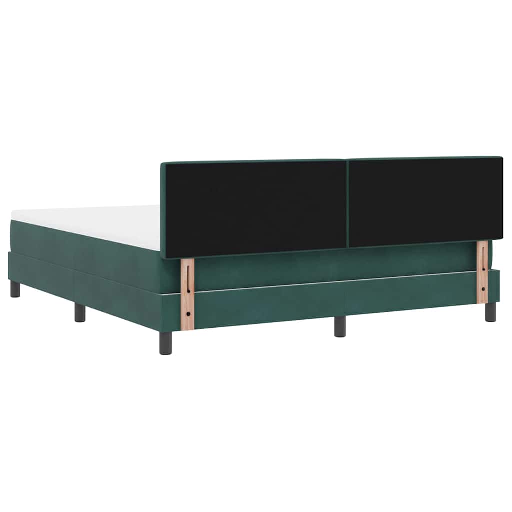 LED Box Spring Bed med hovedgærde Mørkegrøn 180 x 200 cm Fløjl