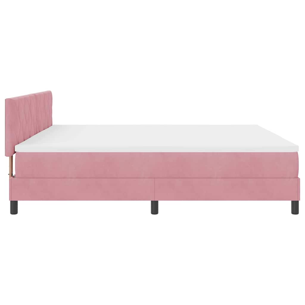 LED Box Spring Bed med hovedgærde Lyserød 200 x 200 cm Fløjl