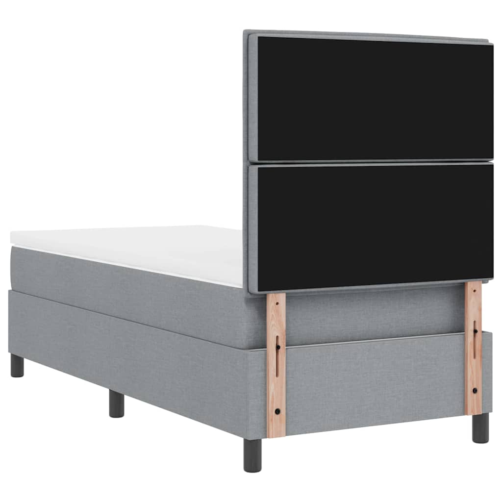 Box spring seng med madras med LED Lysegrå 80 x 200 cm Stof