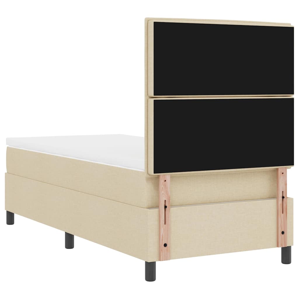 Box spring seng med madras med LED Creme 90 x 200 cm Stof