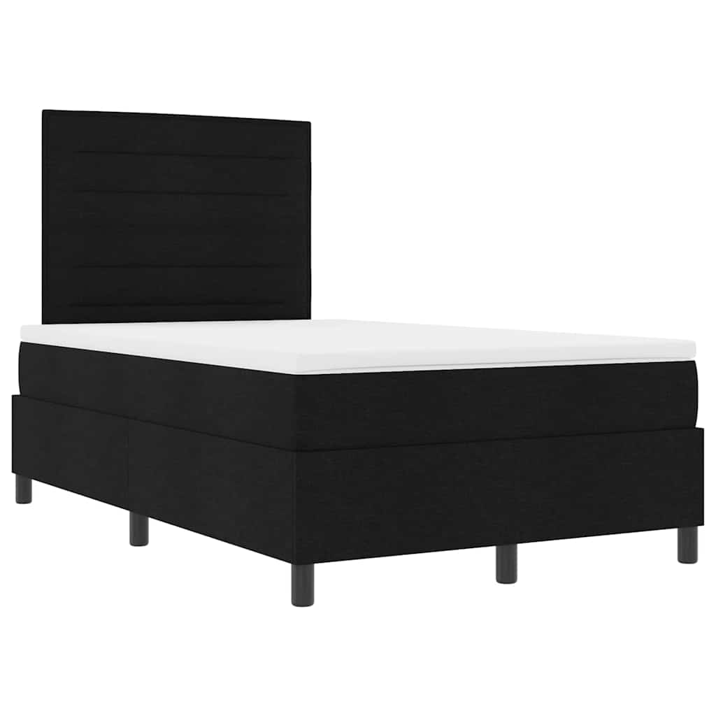 Box spring seng med madras med LED Sort 120 x 190 cm Stof