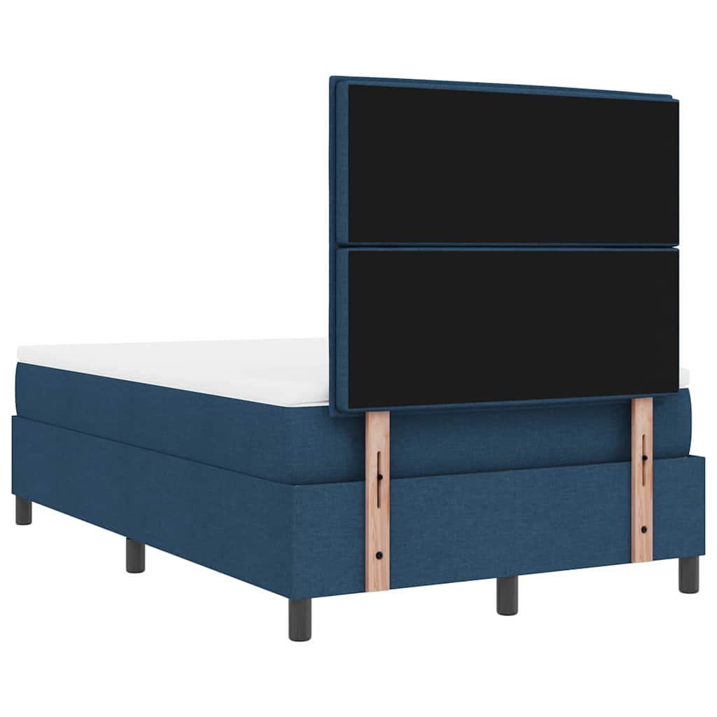 Box spring seng med LED-lysstrimler Blå 120 x 190 cm Stof
