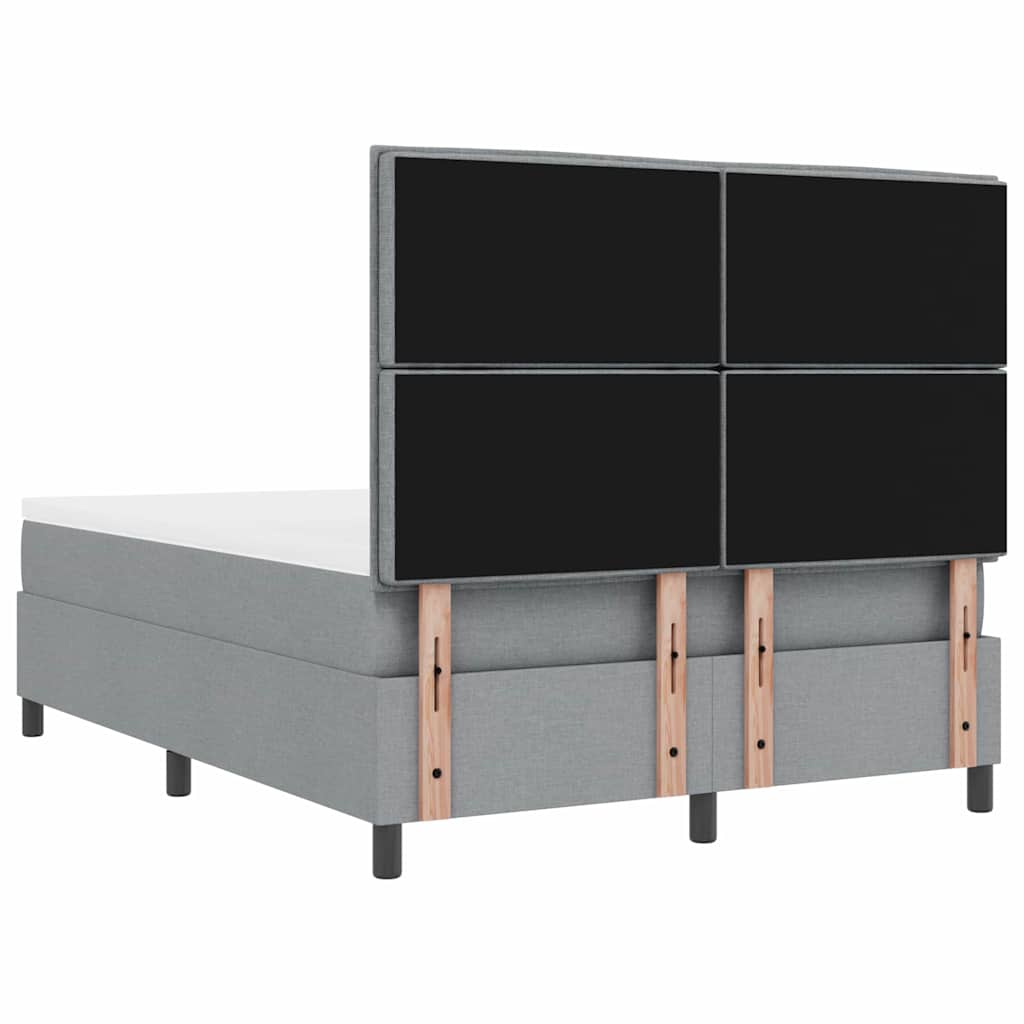 Box spring seng med madras med LED Lysegrå 160 x 200 cm Stof