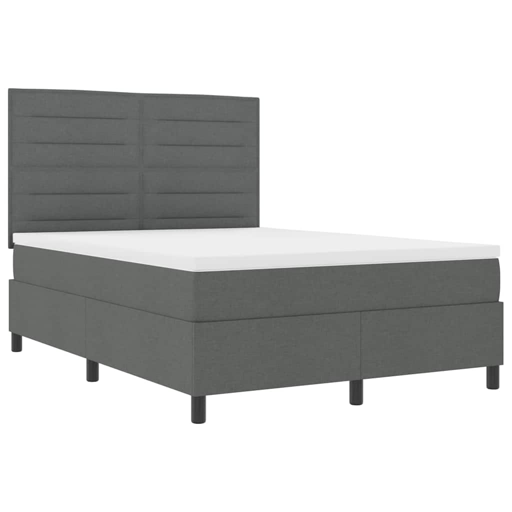 Box spring seng med madras med LED Mørkegrå 160 x 200 cm Stof