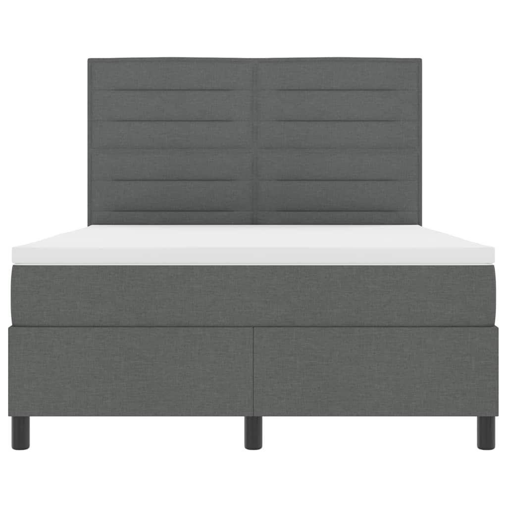 Box spring seng med madras med LED Mørkegrå 160 x 200 cm Stof