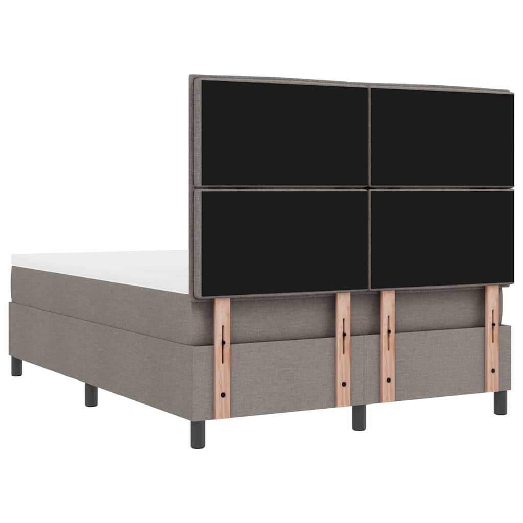 Box spring seng med LED-lysstrimler Gråbrun 160 x 200 cm Stof