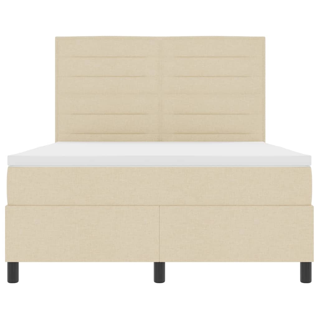 Box spring seng med madras med LED Creme 160 x 200 cm Stof