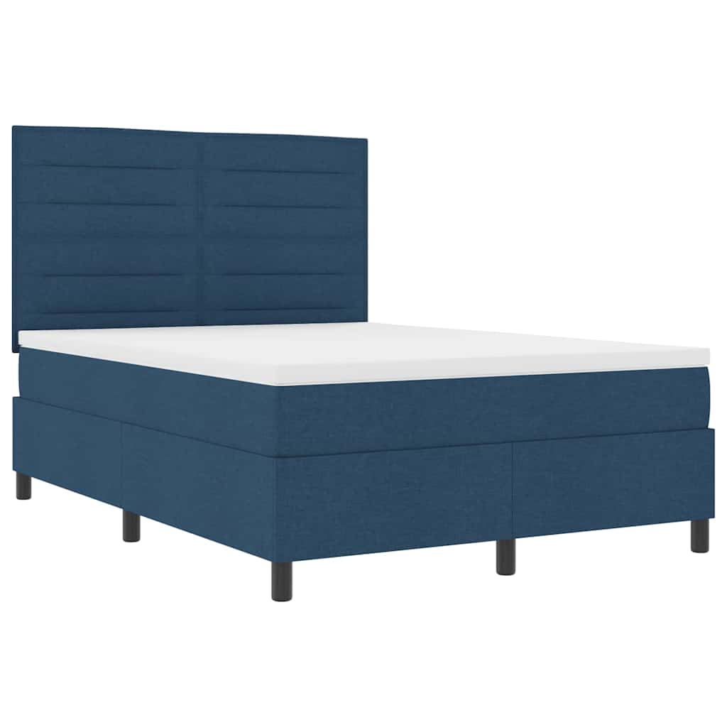 Box spring seng med madras med LED Blå 160 x 200 cm Stof