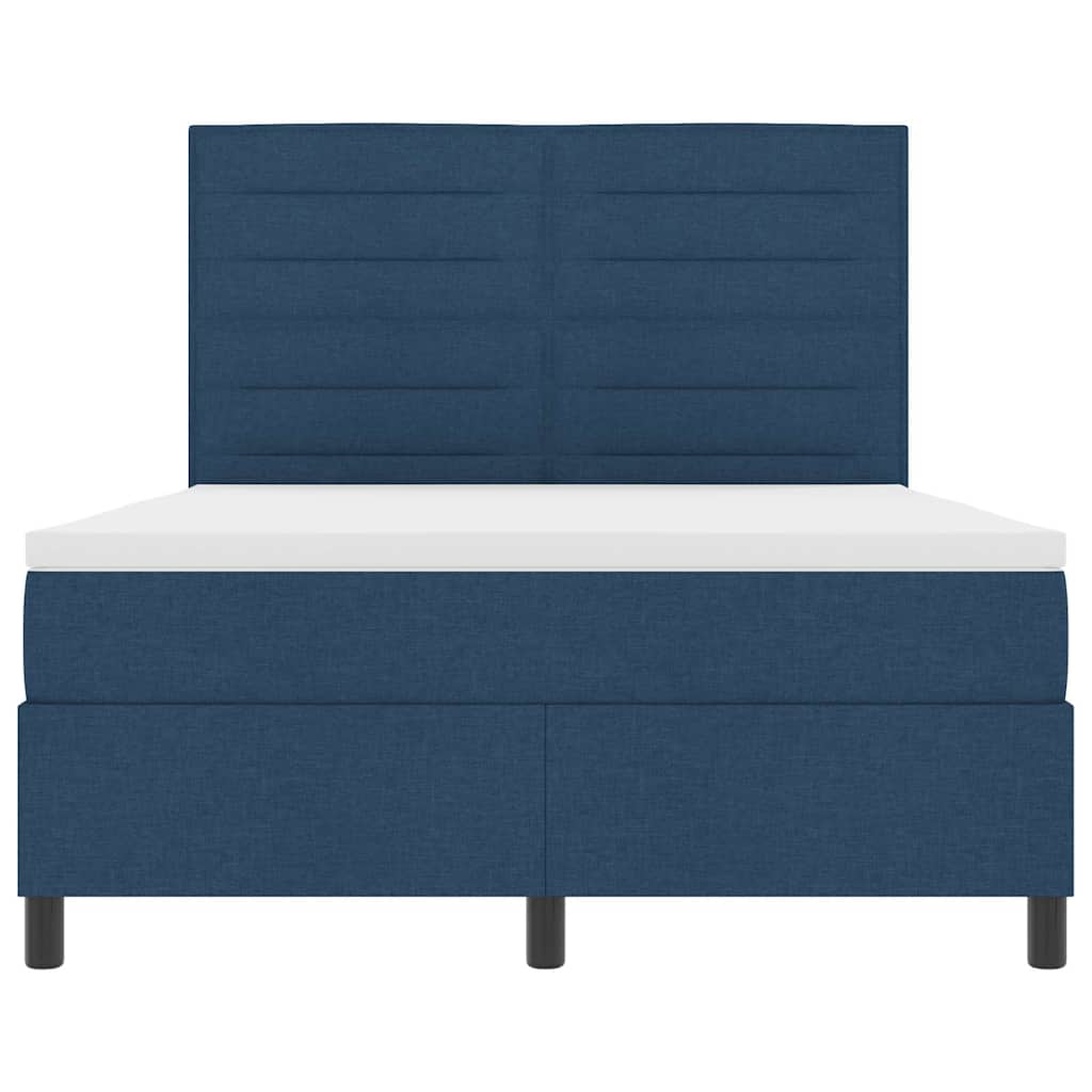 Box spring seng med madras med LED Blå 160 x 200 cm Stof