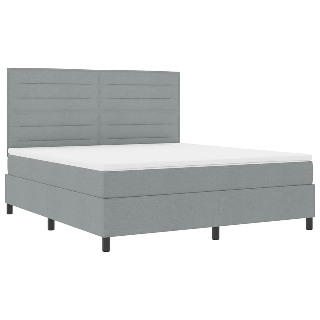 Box spring seng med madras med LED Lysegrå 180 x 200 cm Stof