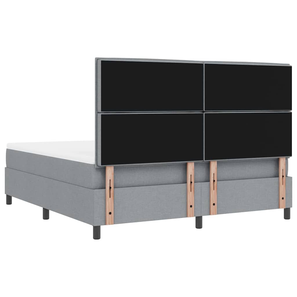 Box spring seng med madras med LED Lysegrå 180 x 200 cm Stof