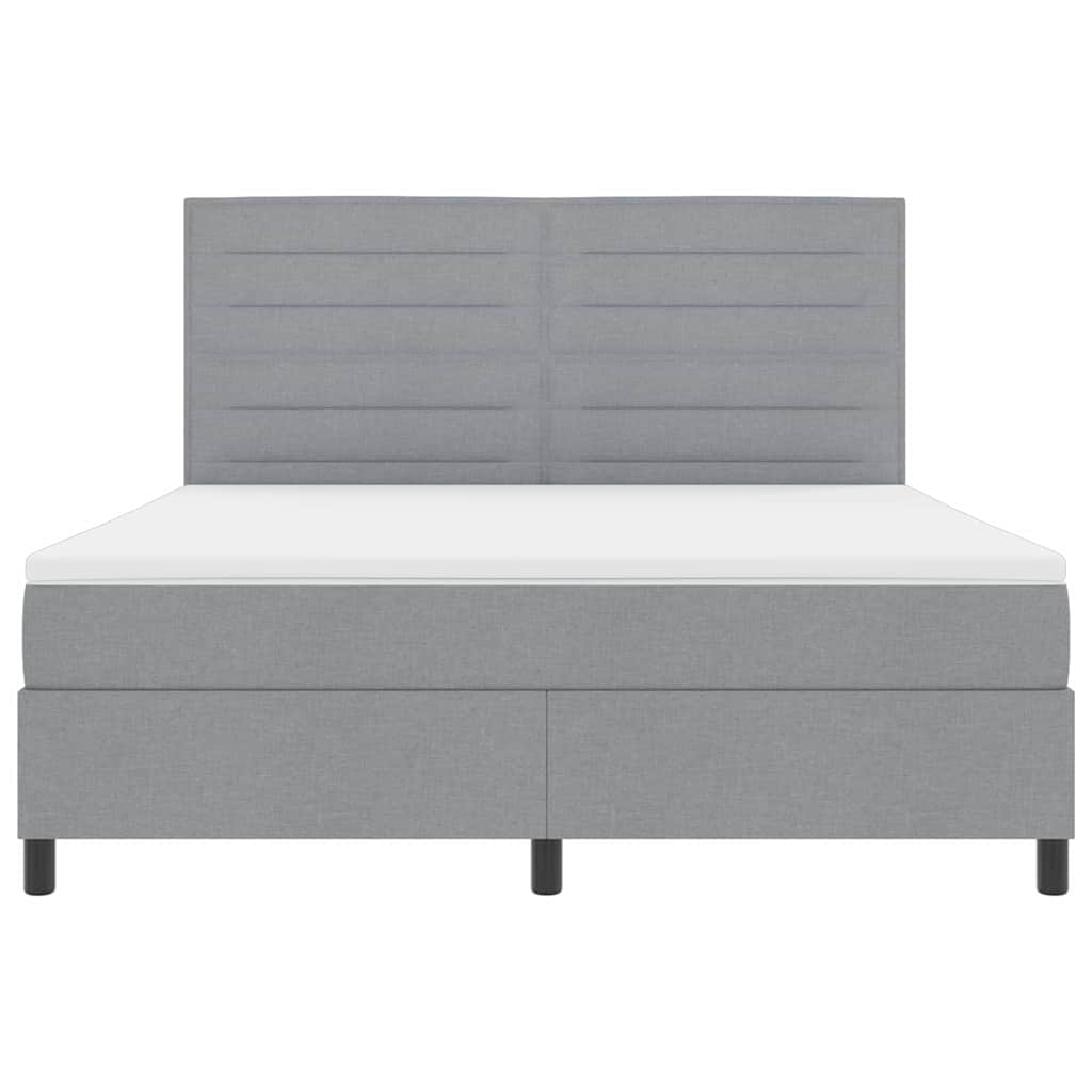 Box spring seng med madras med LED Lysegrå 180 x 200 cm Stof