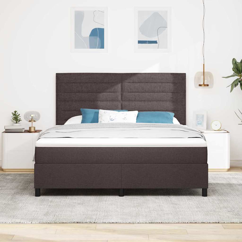 Box spring seng med madras med LED Mørkebrun 180 x 200 cm Stof