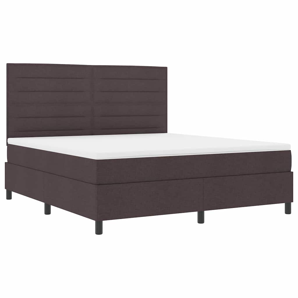 Box spring seng med madras med LED Mørkebrun 180 x 200 cm Stof