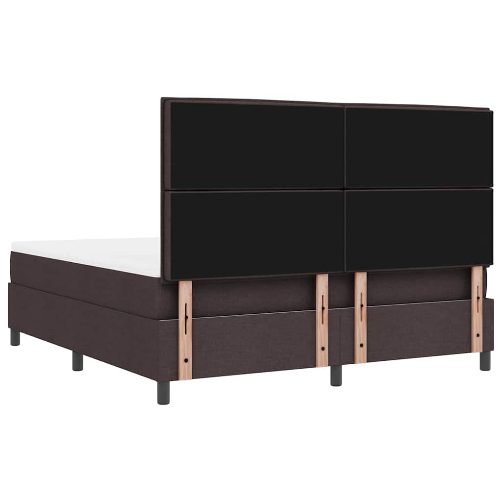 Box spring seng med madras med LED Mørkebrun 180 x 200 cm Stof