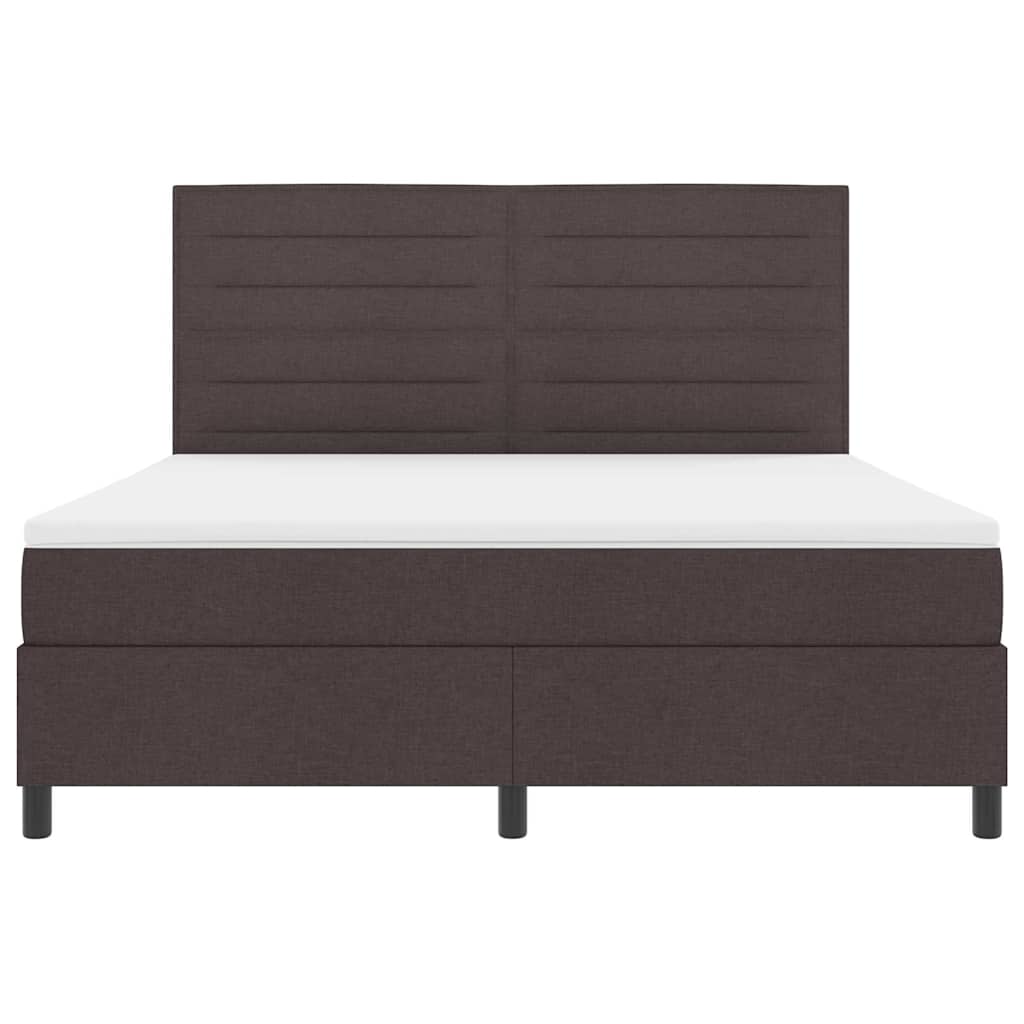 Box spring seng med madras med LED Mørkebrun 180 x 200 cm Stof