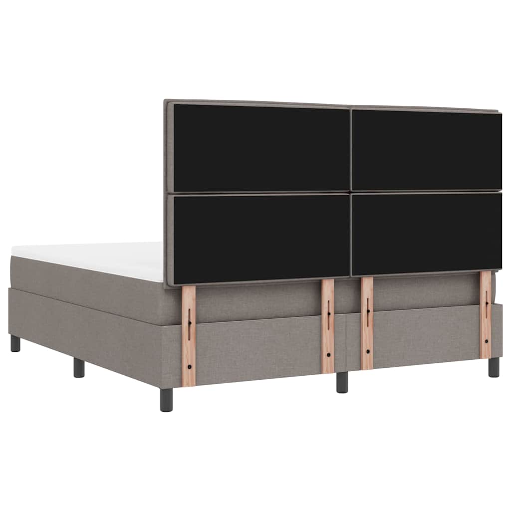Box spring seng med LED-lysstrimler Gråbrun 180 x 200 cm Stof