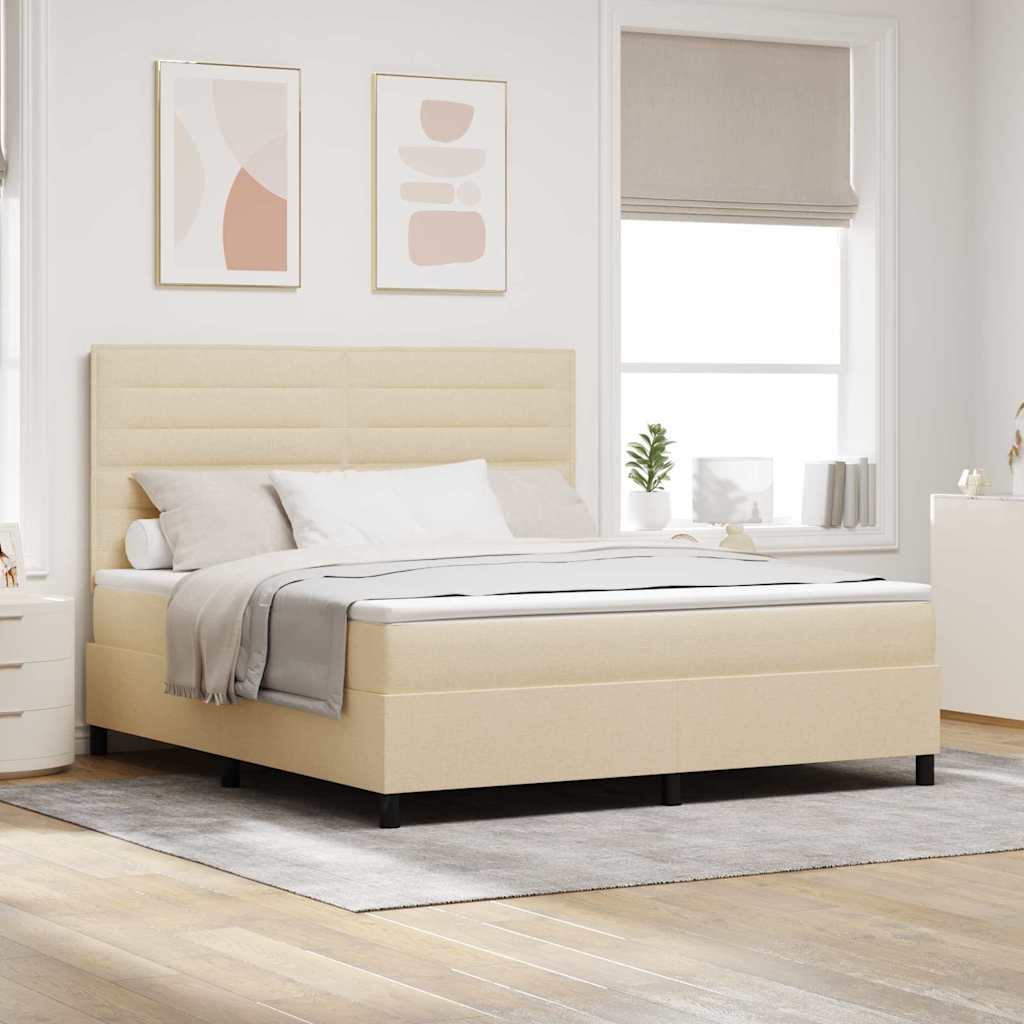 Box spring seng med madras med LED Creme 180 x 200 cm Stof