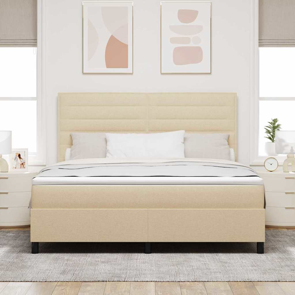 Box spring seng med madras med LED Creme 180 x 200 cm Stof
