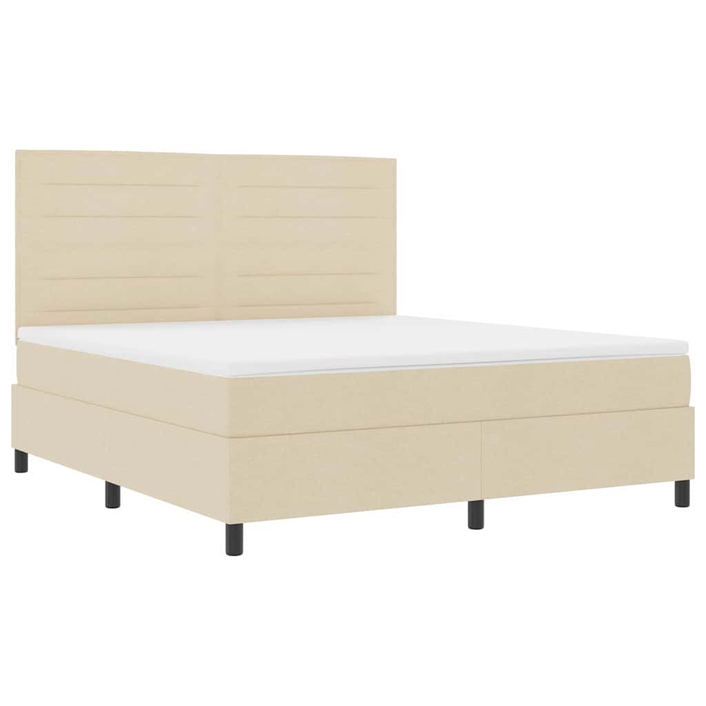 Box spring seng med madras med LED Creme 180 x 200 cm Stof