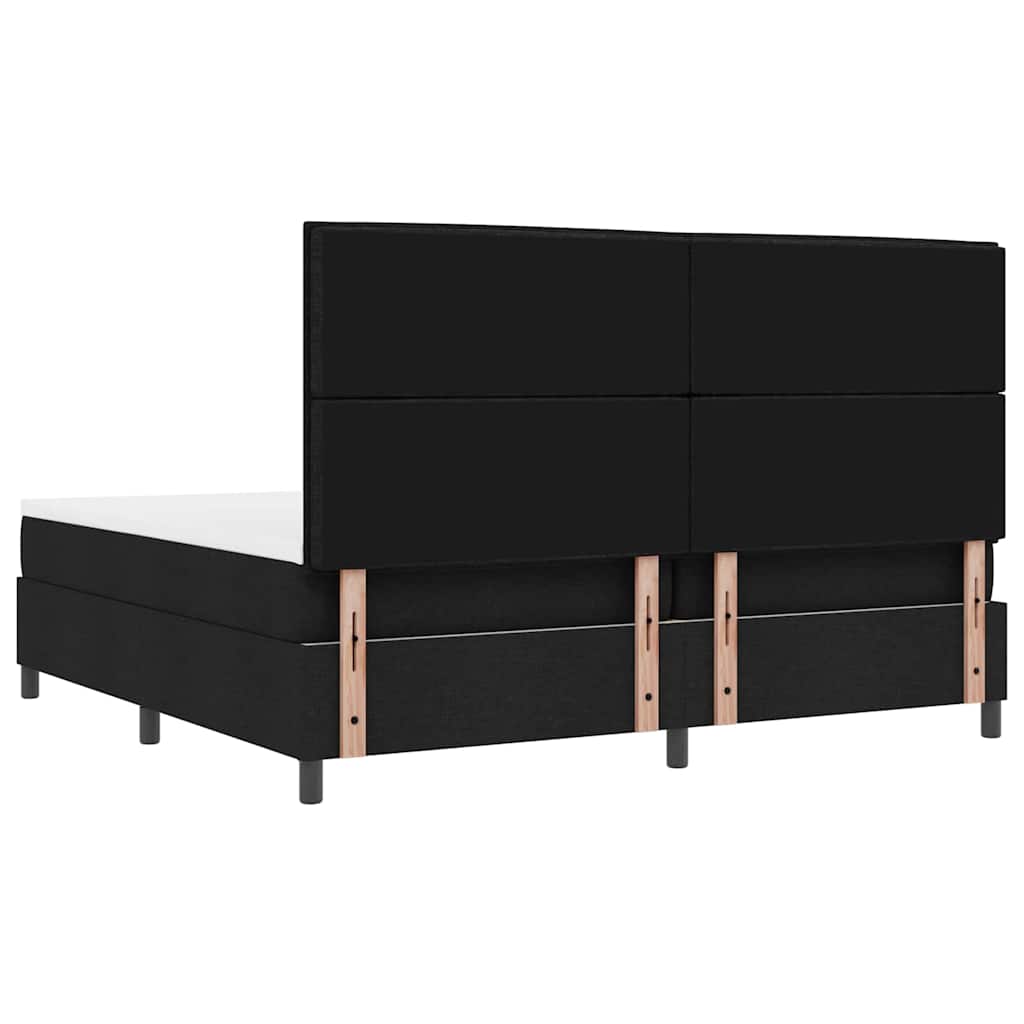 Box spring seng med madras med LED Sort 200 x 200 cm Stof