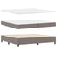 Box spring seng med LED-lysstrimler Gråbrun 200 x 200 cm Stof