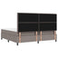 Box spring seng med LED-lysstrimler Gråbrun 200 x 200 cm Stof