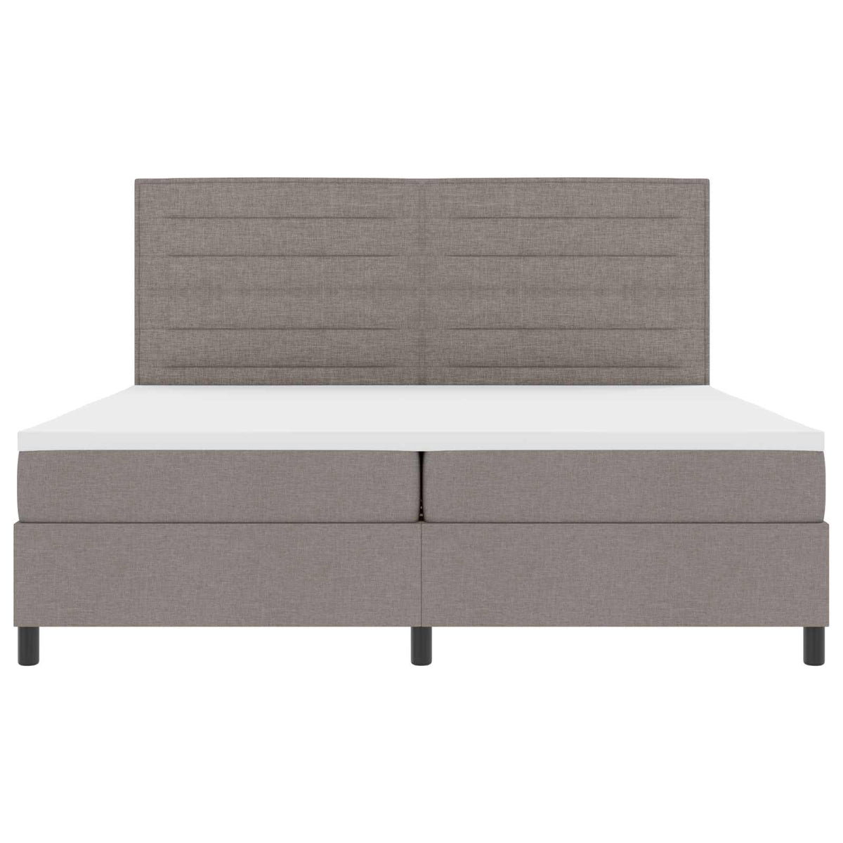 Box spring seng med LED-lysstrimler Gråbrun 200 x 200 cm Stof