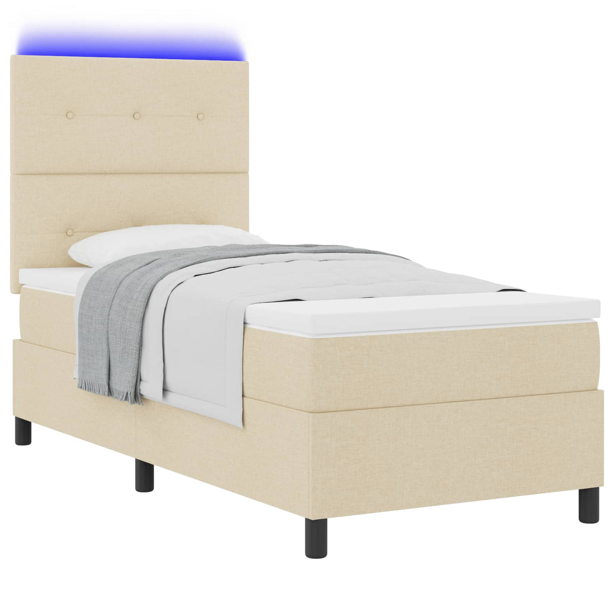Box spring seng med LED-lysstrimler Creme 80 x 200 cm Stof