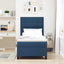 Box spring seng med LED-lysstrimler Blå 90 x 200 cm Stof